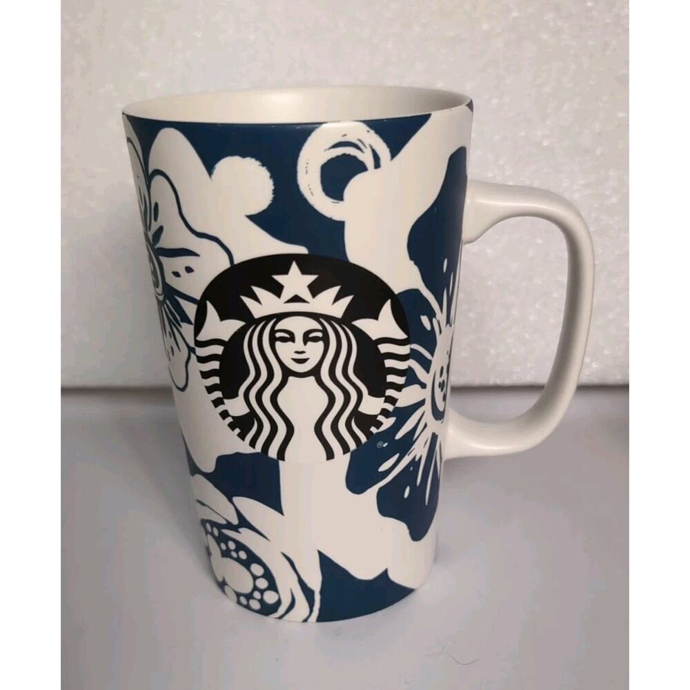 STARBUCKS BLUE & WHITE FLOWERS BLACK & WHITE MERMAID Hibiscus 2015